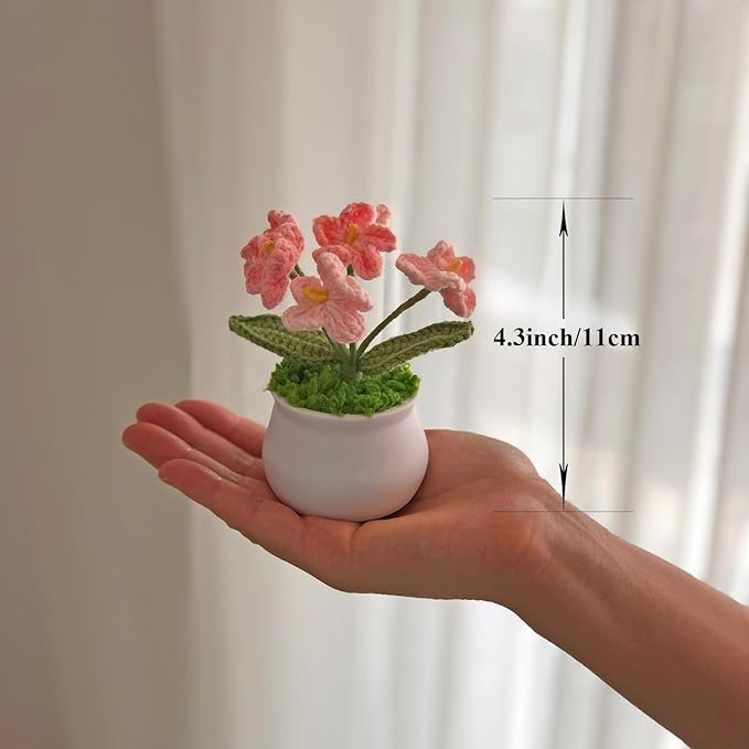 Crochet Flowers Cute Little Potted Flower, Gift for Birthday, Teacher’s Day, Graduation, Anniversary, Christmas