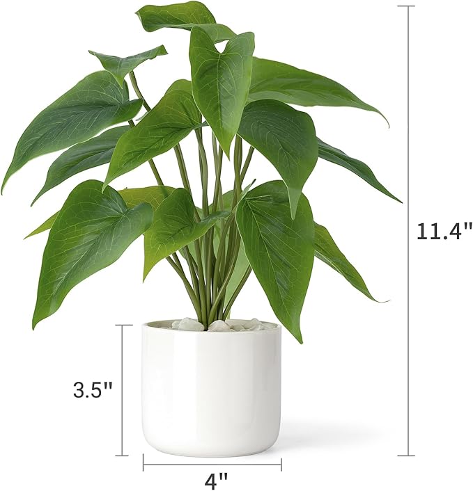 Fake Plants in Ceramic Pot, 11" Potted Artificial Plants