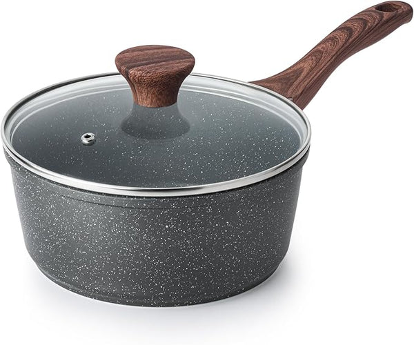 SENSARTE Nonstick Saucepan with Lid, 1.5 Quarts Small Pot
