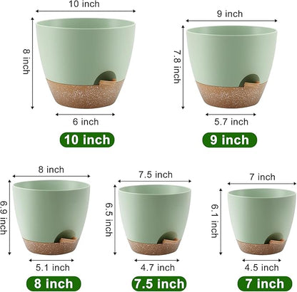Plant Pots elf Watering Pots, Set of 5 Plastic Planters with Drainage Holes