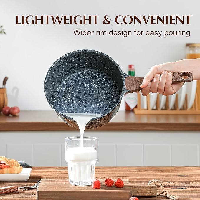 SENSARTE Nonstick Saucepan with Lid, 1.5 Quarts Small Pot
