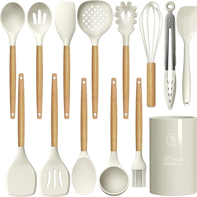 Silicone Cooking Utensils Set - 446°F Heat Resistant Silicone Kitchen Utensils for Cooking