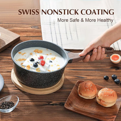 SENSARTE Nonstick Saucepan with Lid, 1.5 Quarts Small Pot