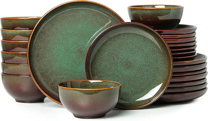 24 Piece Dinnerware Sets for 8, Modern Stoneware Plates and Bowls Setst, Perfect for Family Gatherings