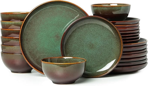 24 Piece Dinnerware Sets for 8, Modern Stoneware Plates and Bowls Setst, Perfect for Family Gatherings