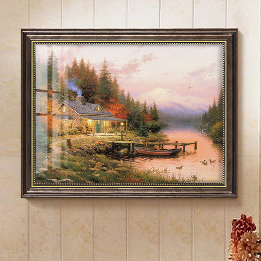 Vintage Landscape Oil Painting Art - Wall Hanging